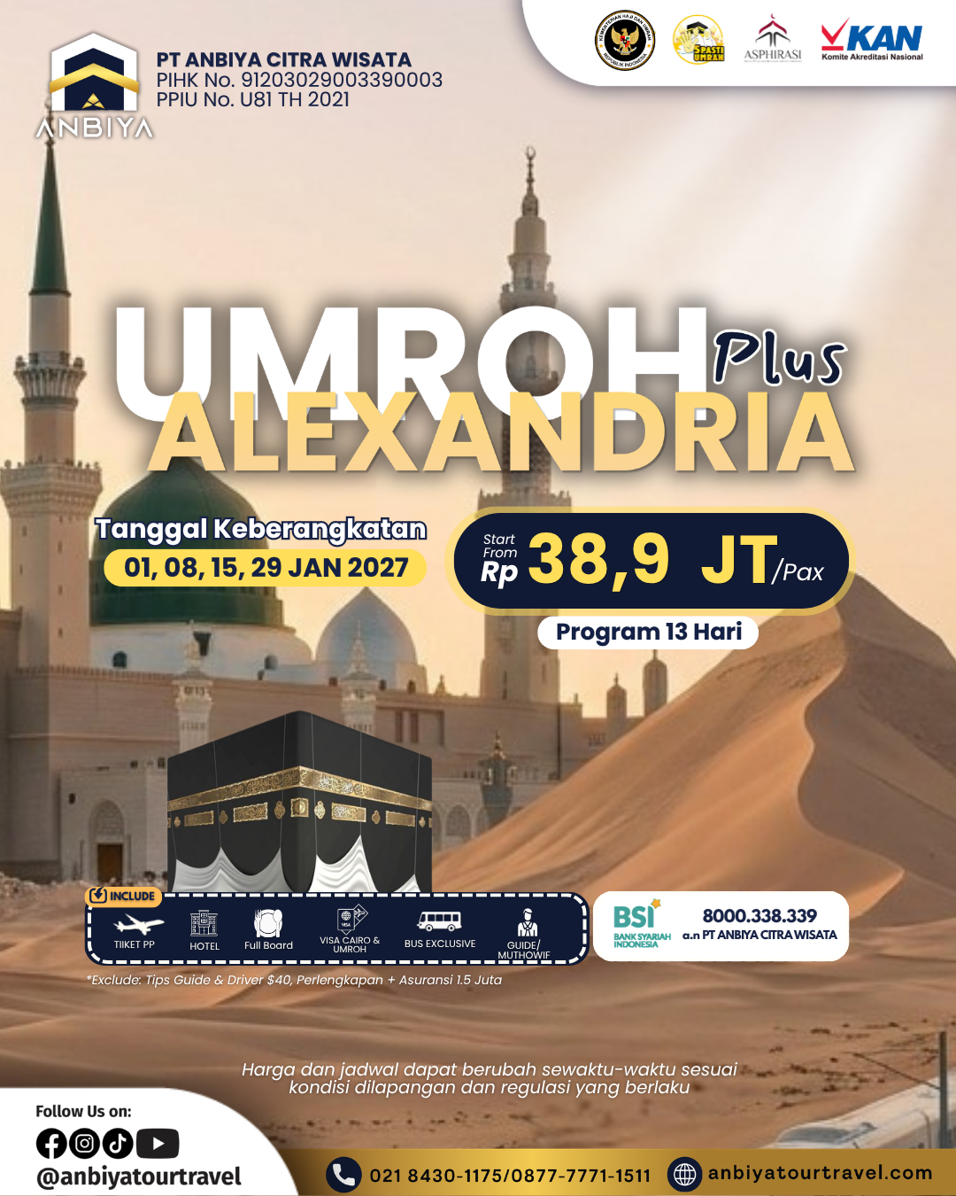 UMROH PLUS ALEXANDRIA 13D JAN 2027