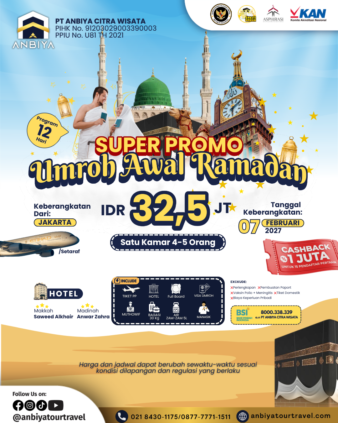 UMROH RAMADHAN 2027 PROG 12D 32,5JT